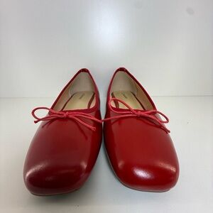 Pre Owned C. Paravano Sz 7:5 Red Leather Women's Ballet flats Shoes